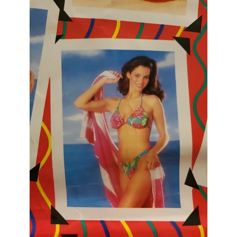 Vtg Gift Bag Swimsuit Model 90s Retro Beach Bikini Babe Pinup Girl Carlton Cards